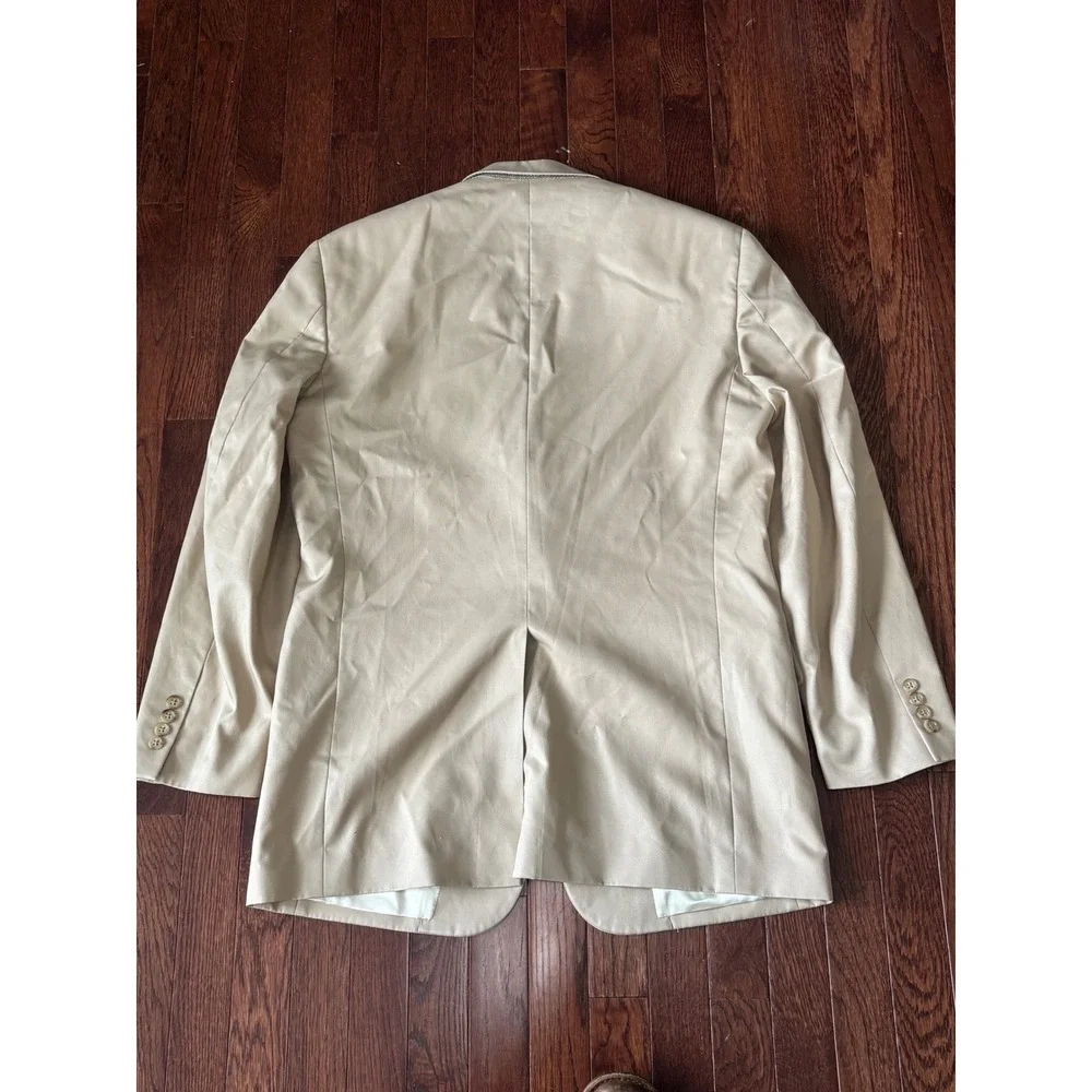 Brooks Brothers Mens 2 Piece Cotton Suit Tan Khaki 40R 34W